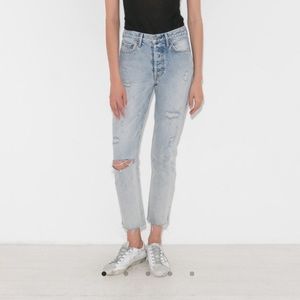GRLFRND Light Wash Distressed Karolina Jeans